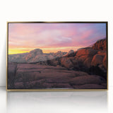 Mid-century modernist art of Joshua Tree in earth tones on a framed acrylic, suitable for modern art wall decor.