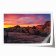Joshua Tree landscape on a rolled canvas print, featuring soft earth tones, ideal for art wall dining room placement.