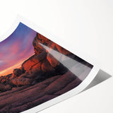 Extra large wall art featuring line art flowers and Joshua trees in muted earth tones on a rolled canvas.