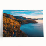 Black and white image of Lake Tahoe on stretched canvas, ideal for kitchen wall art or bedroom ambiance.