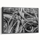 Black and white framed canvas of Los Angeles landscape, ideal for bedroom wall art.