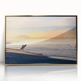 Large art print of San Diego skyline in gold and blue hues on framed acrylic, suited for modern nursery wall art.