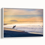 Vintage poster art of San Diego skyline in vibrant colors on a large framed canvas, ideal for living room decor.