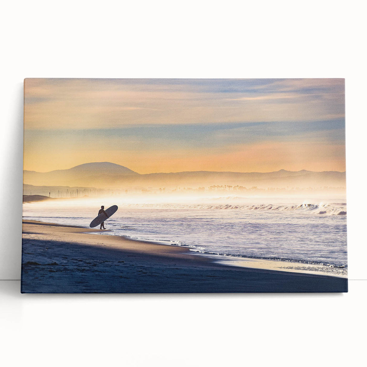 Black and white stretched canvas of San Diego scenery, ideal for kitchen wall art or bedroom ambiance.