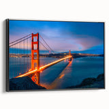 Black and white framed canvas featuring the San Francisco skyline, ideal for bedroom wall art.