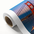 Art deco poster of San Francisco skyline in pastel shades on rolled canvas, ideal for nursery wall art.