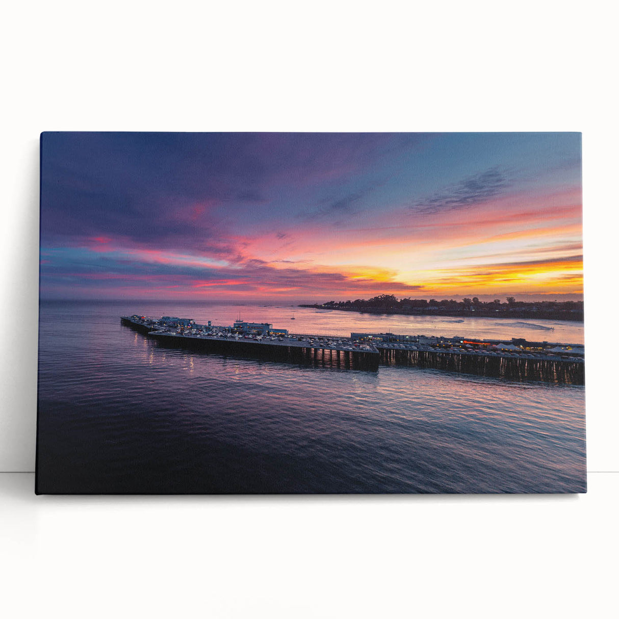 Black and white photo of Santa Cruz on stretched canvas, ideal for kitchen wall art or bedroom.