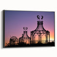 Black and white framed canvas of Santa Monica landscape, ideal for bedroom wall art in a vintage poster style.