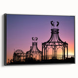 Black and white framed canvas of Santa Monica landscape, ideal for bedroom wall art in a vintage poster style.