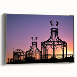 Framed canvas landscape art painting of Santa Monica with a vintage poster look.