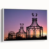 Vintage poster art of Santa Monica with colorful palette on framed canvas, ideal for living room decor.