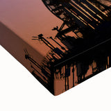 Black and white landscape art painting of Santa Monica on stretched canvas, ideal for bedroom wall decor.