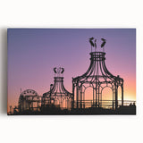 Black and white stretched canvas of Santa Monica pier, ideal for kitchen wall art.