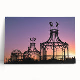 Black and white photo of Santa Monica Pier on stretched canvas, suitable as large kitchen or bedroom wall art.