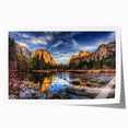 Extra large rolled print of Yosemite scenery, featuring muted green and gray tones, ideal for dining room wall art.