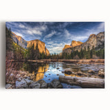 Black and white large art print of Yosemite National Park on stretched canvas, ideal for kitchen wall art.