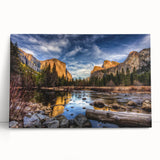 Black and white image of Yosemite landscape on large stretched canvas, ideal for kitchen wall art or bedroom decor.