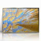 Mid-century modernist art depicting Aspen, Colorado scenery in muted earth tones on a framed acrylic print.