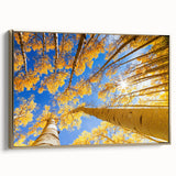 Framed canvas wall art featuring a vintage-style landscape of Aspen, Colorado with muted gold and black tones.