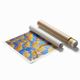 Rolled print of Aspen, Colorado scenery with vibrant green and yellow floral elements, ideal for large living room wall art.