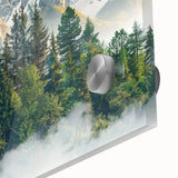 Large abstract depiction of Pikes Peak in muted earth tones on acrylic glass, suitable for dining room art.