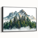 Black and white framed canvas of Pikes Peak landscape, ideal for bedroom wall decor.