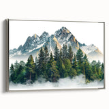 Framed canvas of Pikes Peak in Colorado, featuring colorful landscape art with a vintage poster feel.