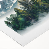 Art deco poster of Pikes Peak in muted earth tones on rolled canvas, suitable for dining room wall art.