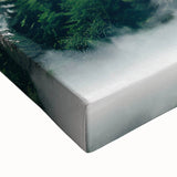 Large art depicting Pikes Peak in black and white tones on stretched canvas, suitable for bedroom wall decor.