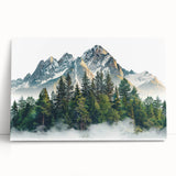 Black and white photograph of Pikes Peak on stretched canvas, suitable for kitchen wall art or bedroom decor.