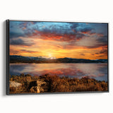 Black and white framed canvas of the Rocky Mountains, suitable for bedroom wall art in a vintage poster style.