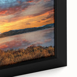Extra large framed canvas featuring a textured depiction of the Rocky Mountains in vibrant colors.