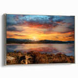 Landscape art painting of the Rocky Mountains on a framed canvas.