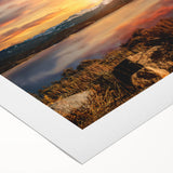 Art deco poster of Colorado Rocky Mountains in muted earth tones on rolled canvas, suitable for dining room wall art.