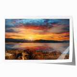 Rocky Mountains landscape on rolled print, featuring earthy green and brown tones, ideal for art wall dining room.