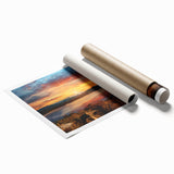 Rolled print of the Rocky Mountains in muted earth tones, suitable for large living room or bathroom wall art.