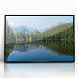 Large abstract wall art depicting Colorado Springs scenery in muted earth tones on a black framed acrylic print.