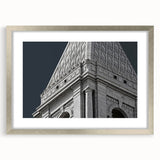 Textured abstract art print depicting a Connecticut landscape in muted earth tones, framed with a silver mat.