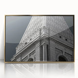 Mid-century modernist acrylic print of Connecticut scenery in gold frame, ideal for modern art wall decor.