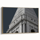 Framed canvas of a vintage-style Connecticut landscape in muted gold and black tones, ideal for bedroom wall decor.