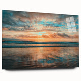 Large abstract wall art of Daytona scenery on acrylic glass, featuring vibrant blue and green colors.