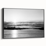 Black and white landscape art painting of Delaware scenery on framed canvas, suitable for bedroom wall decor.