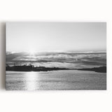 Black and white photograph of Delaware scenery on a large stretched canvas, ideal for kitchen wall art.