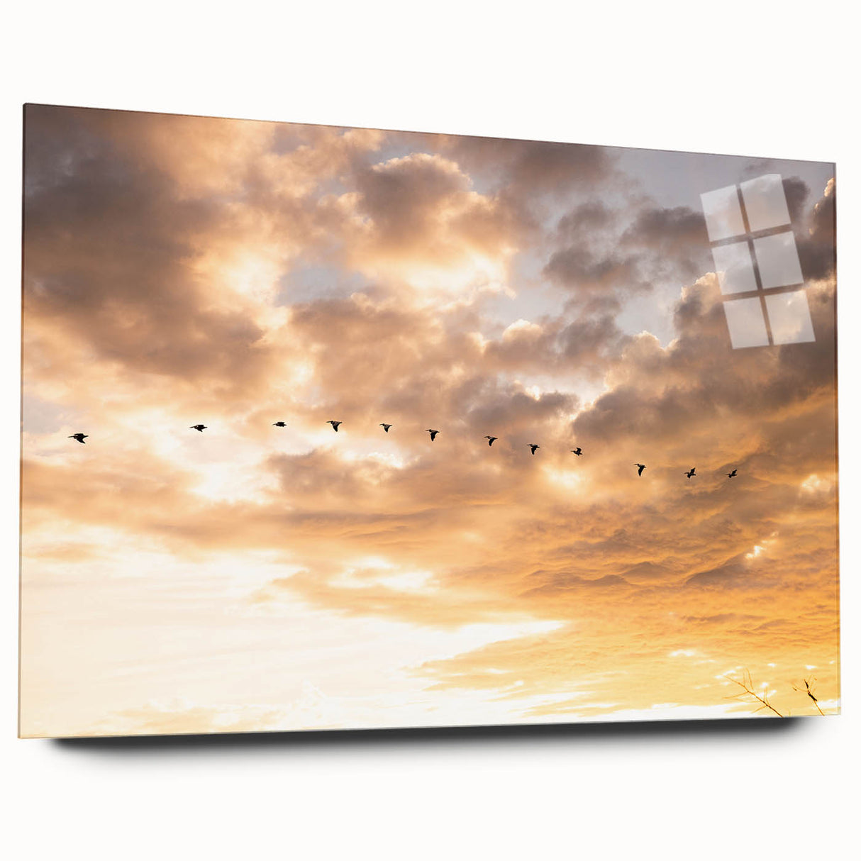 Acrylic print of a large abstract depiction of the Everglades in muted green and blue tones.