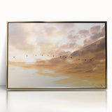 Framed acrylic print of a serene Everglades landscape in muted green and blue tones, ideal for modern art wall decor.