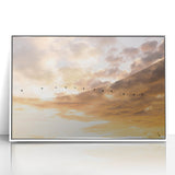 Framed acrylic print of USA Everglades in muted green and blue tones, suitable for modern art wall decor.