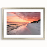 Textured abstract art print of Fort Lauderdale scenery in muted blue and gray tones on a framed canvas.