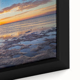 Extra large black wall art of Florida Keys scenery on framed canvas, featuring textured.