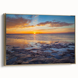 Framed canvas depicting a vintage-style landscape of the Florida Keys in muted gold and black tones.