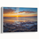 Framed canvas vintage poster art of Florida Keys with vivid colors on a black background, suitable for living room decor.